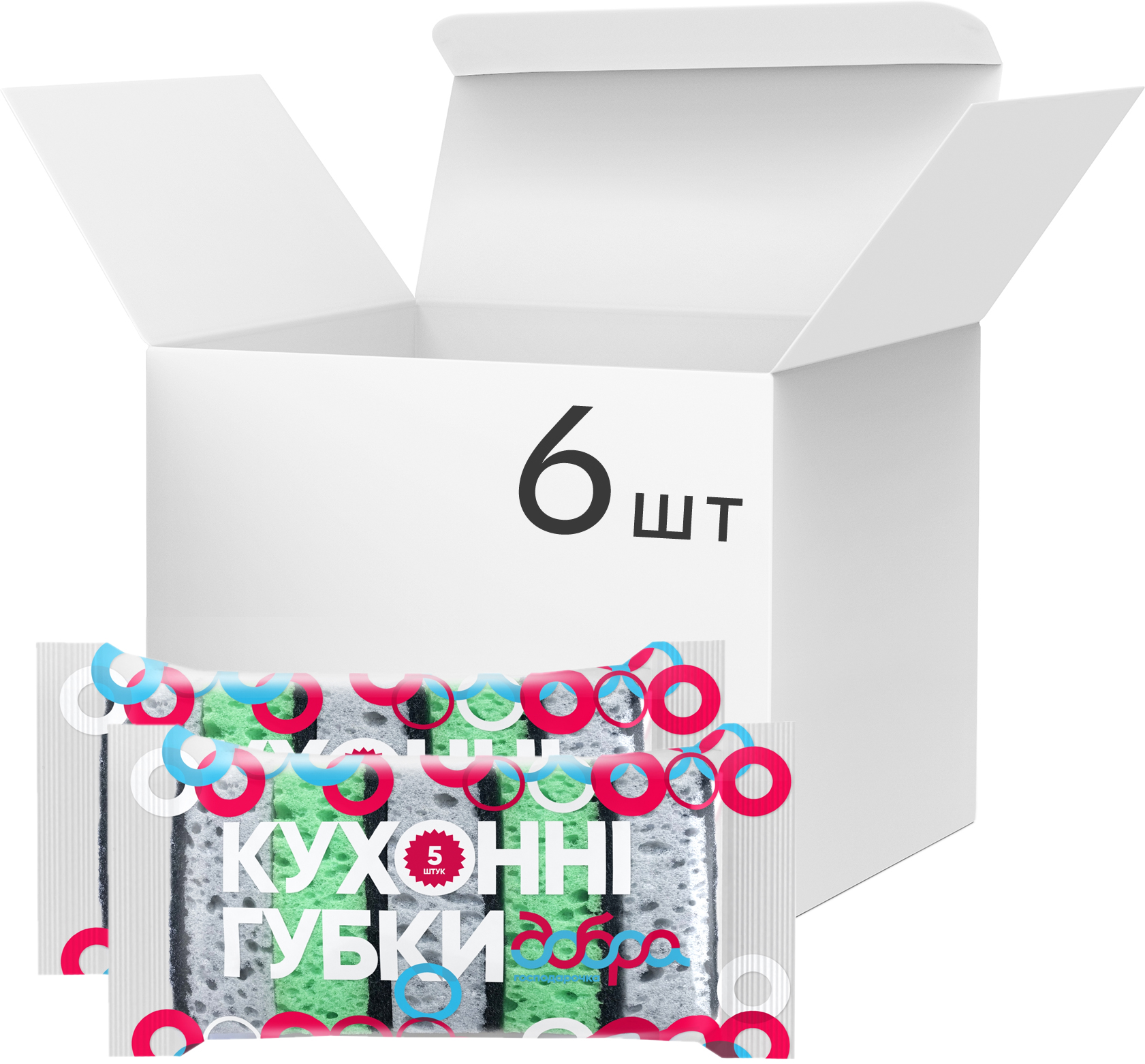 Набір губок кухонних ДОБРА ГОСПОДАРОЧКА 5 шт. (4820086521888)